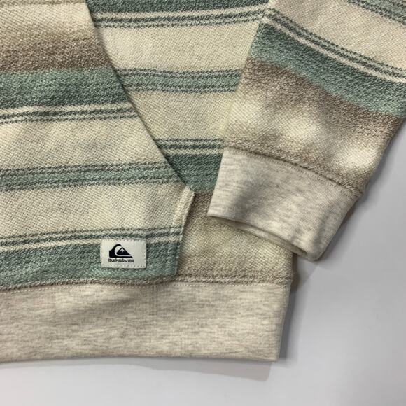 Quiksilver Sweatshirt Boys Youth XL Extra Large Cream Textured Hooded Striped - Picture 3 of 15